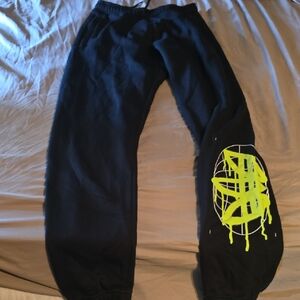 adidas Black Sweatpants with Neon Green Graphic